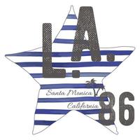 diseño de tipografía de camiseta, gráficos de impresión de la playa de santa mónica de la california, ilustración vectorial tipográfica, diseño gráfico de los angeles para impresión de etiquetas o camisetas, insignia, aplique vector