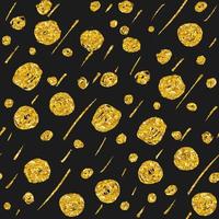 Hand drawn dotted seamless gold glitter pattern. brush circles and dots seamless pattern, vector illustration