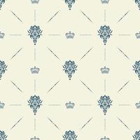 Royal wallpaper seamless pattern with crown and decorative elements. Luxury background vector