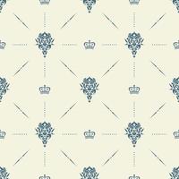 Royal wallpaper seamless pattern with crown and decorative elements. Luxury background vector