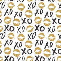 Xoxo cepillo letras signos de patrones sin fisuras, frase caligráfica de abrazos y besos de grunge, abreviatura de jerga de Internet símbolos xoxo, ilustración vectorial aislado sobre fondo blanco vector