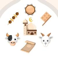 eid al adha islámico vaca y cabra vector