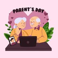 Parents Teleconference with Son vector