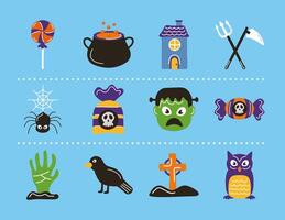 bundle of twelve halloween set icons vector