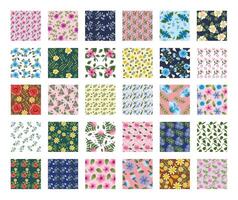 bundle of fifty Flowers patterns backgrounds vector