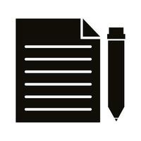 pencil with paper school supply silhouette style icon vector