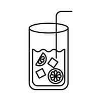 lemonade juice with ice cubes line style vector