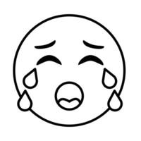 crying emoji face classic line style icon vector