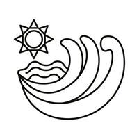 sun and sea waves line style icon vector