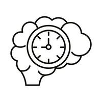 brain human with time clock line style icon vector