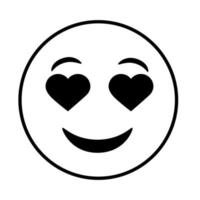 hearts eyes emoji face classic line style icon vector