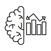 brain human with statistics bars line style icon vector