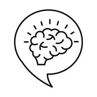 brain human in speech bubble line style icon vector