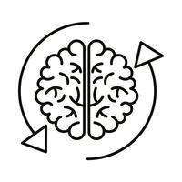 brain human with arrows reload line style icon vector