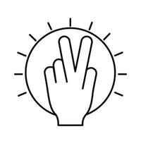 manos con icono de estilo de línea de símbolo de paz y amor vector