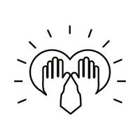 hands in heart love symbol line style icon vector