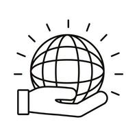 hand lifting sphere browser line style icon vector