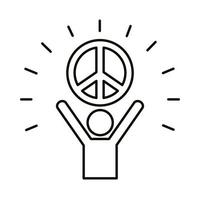 avatar figure lifting peace symbol line style icon vector