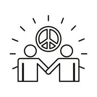 couple avatars with peace symbol line style icon vector