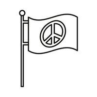 bandera con icono de estilo de línea de símbolo de paz vector