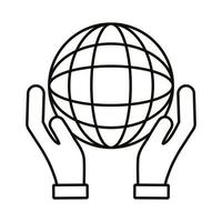 hands lifting sphere browser line style icon vector