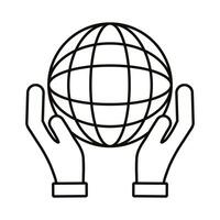 hands lifting sphere browser line style icon vector