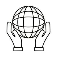 hands lifting sphere browser line style icon vector