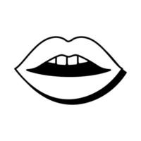 boca de arte pop abierta con estilo de línea de dientes vector
