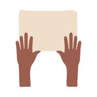 afro hands human protesting with banner flat style icon vector