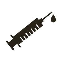 Jeringa de vacuna con icono de estilo de silueta de gota vector