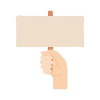 hand human protesting with banner flat style icon vector