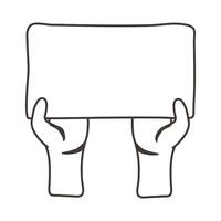 hands human protesting with banner line style icon vector