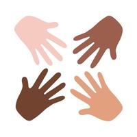 interracial hands teamwork flat style icon
