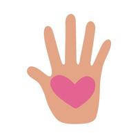 hand human stop with heart protesting flat style icon vector