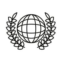 world planet earth with wreath crown line style icon vector