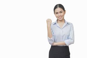 business woman hand fighting isolated on white background photo