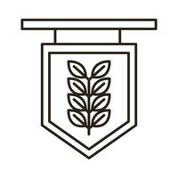 label with barley branch oktoberfest line style icon vector