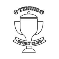 tennis balls and lettering with trophy line style vector