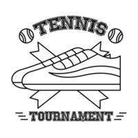 tennis balls and lettering with shoe line style vector