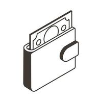 wallet with bill line style icon vector design