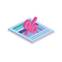 Isolated document with percent isometric line style icon vector design