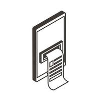 smartphone with paper receipt line style icon vector