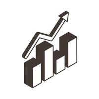 Bars chart with arrow line style icon vector design