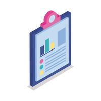 Bars chart in checklist isometric line style icon vector design