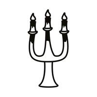 candelabro con velas icono de estilo de línea vector