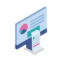 desktop with paper receipt isometric style icon vector