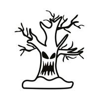 enchanted tree with face line style icon vector