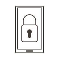 smartphone device with padlock line style icon vector