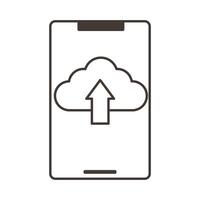 smartphone device with cloud computing line style icon vector