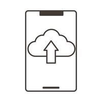 smartphone device with cloud computing line style icon vector